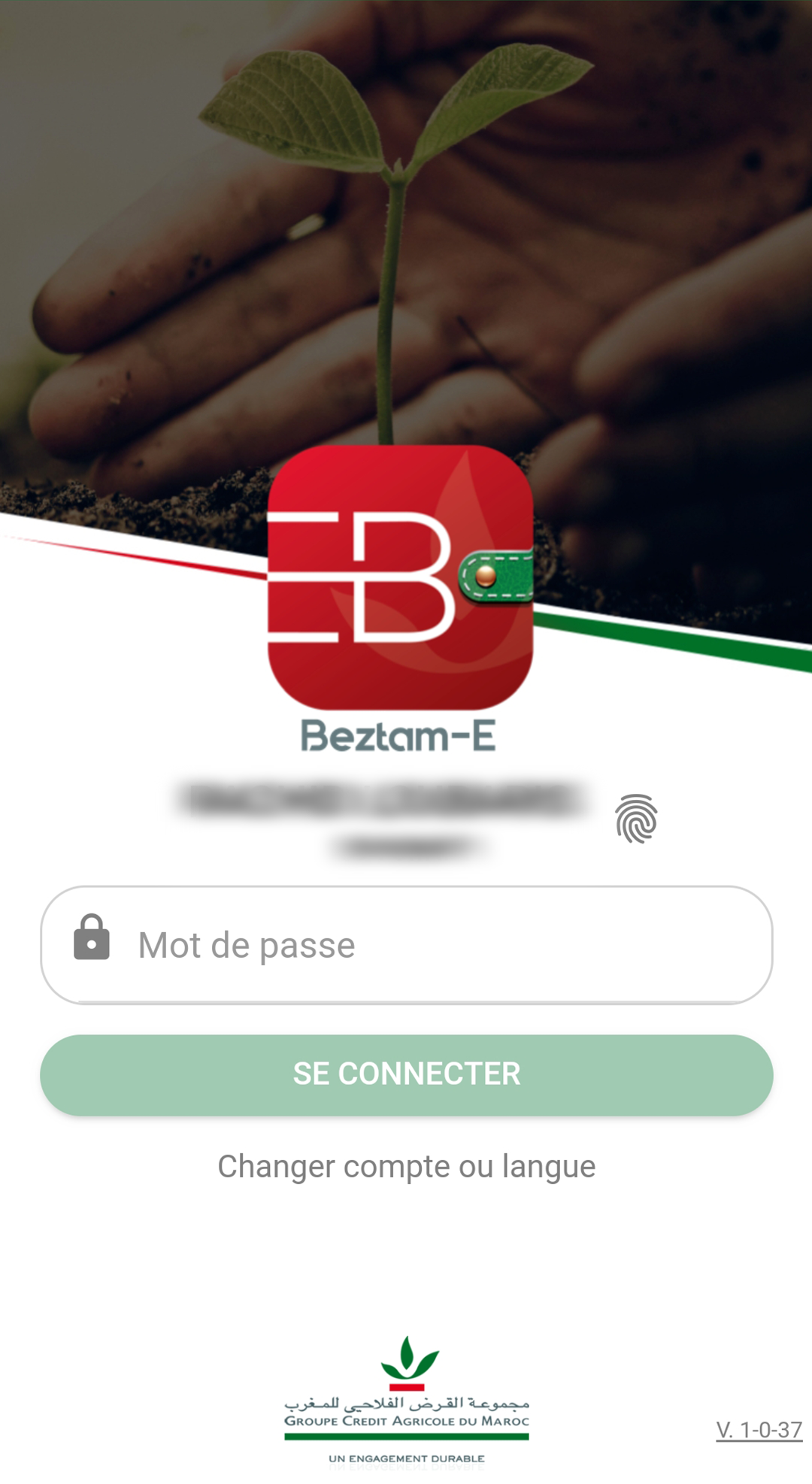 Page d’authentification de votre M-Wallet Beztam-E